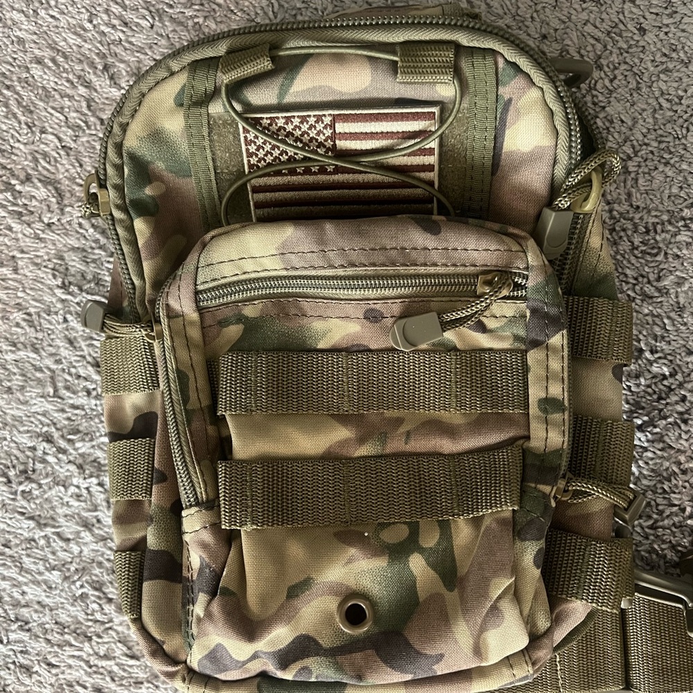 Tactical Camo miltary Utility Sling Bag - Olive Green Camo